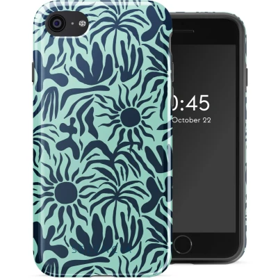 Afbeelding van Selencia Hoesje Geschikt voor iPhone SE (2022) / (2020) 8 7 Vivid Backcover Tropical Vibes Light Blue