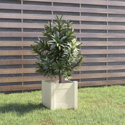 Afbeelding van Plantenbak 31x31x31 cm massief grenenhout wit