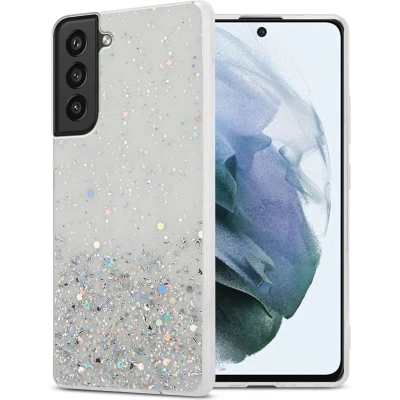 Afbeelding van Cadorabo Hoesje geschikt voor Samsung Galaxy S21 FE in Transparant met Glitter Beschermhoes van flexibel TPU silicone fonkelende glitters Case Cover Etui