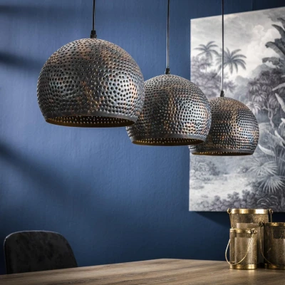 Afbeelding van Hanglamp industrieel Aya 3 lichts zwart bruin
