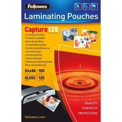 Afbeelding van Fellowes lamineerhoes Capture125 ft 54 x 86 mm, 250 micron (2 125 micron), pak van 100 stuks