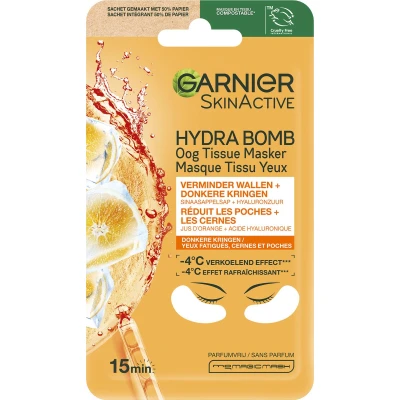 Afbeelding van 1+1 gratis: Garnier SkinActive Tissue Oogmasker Hydra Bomb Orange