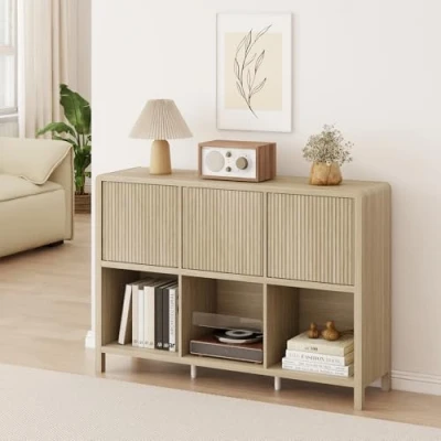 Afbeelding van Dressoir Lukkodso eikenkleurig 110x30x77 cm [en.casa]