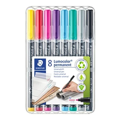 Afbeelding van Viltstift Staedtler Lumocolor 317 permanent M set à 8 kleuren