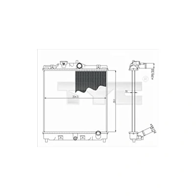 Afbeelding van TYC 712 0052 Radiateur 354 351 16 Koelribben gesoldeerd HONDA: Civic 6 Hatchback, CRX 3, V Hatchback