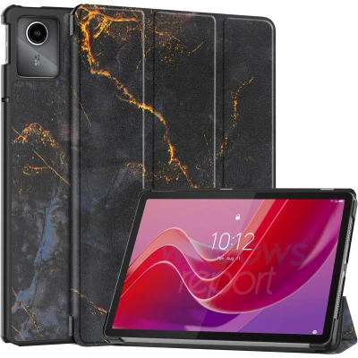 Afbeelding van iMoshion Tablet Hoes Geschikt voor Lenovo Tab M11 Design Trifold Bookcase Zwart /Black Marble