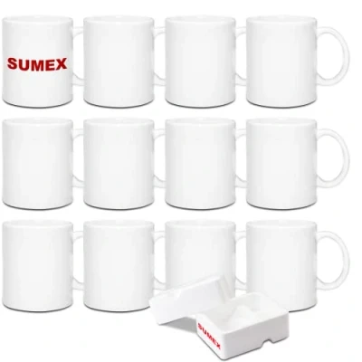 Afbeelding van Sumex 12 x 325 ml witte keramische koffiekopjes voor thee, melk, latte, warme cacao