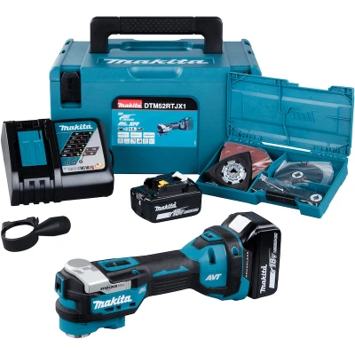 Afbeelding van MAKITA DTM52RTJX1 18V LXT accu multitool + accessoireset in MAKPAC (2x 5,0Ah lader)