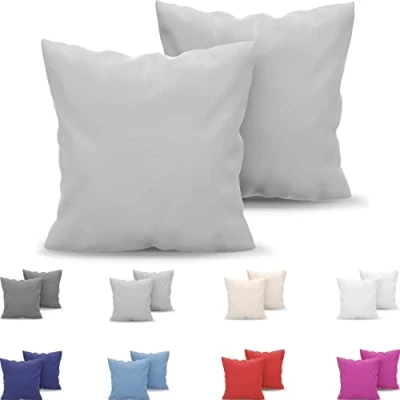 Afbeelding van Dreamzie Kussensloop, 60 x cm, van microvezel, Oeko Tex gecertificeerd, zachte en geborstelde kussenovertrek, fluweelzacht, 2 stuks, zilvergrijs