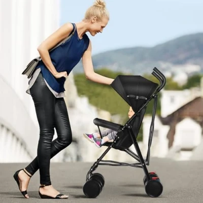 Afbeelding van Evolutionaire babydriewieler 5 in 1 fiets tot 25 kg, waterdichte cabine met UPF50+ filter, opvouwbaar, 360 graden draaibare zitting, verstelbaar, D zwart