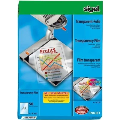 Afbeelding van Inkjetfolie Sigel A4 transp. 50 vel stapelbaar