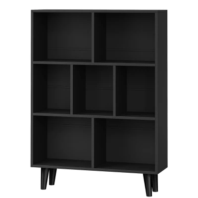 Afbeelding van ACAZA Boekenkast Opbergkast Boekenrek 110 x 80 24 cm Hout Zwart