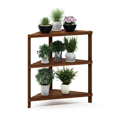 Afbeelding van Furinno Tioman FG18445 hoekrek van hardhout met 3 etages, teakolie, naturel