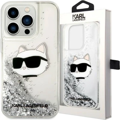 Afbeelding van Karl Lagerfeld KLHCP14LLNCHCS iPhone 14 Pro 6.1 zilver/zilver hardcase Glitter Choupette Head