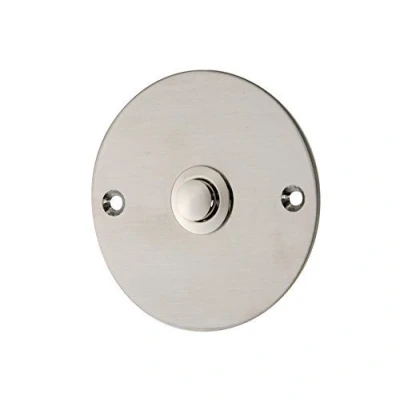 Afbeelding van HUBER Inbouwdeurbelknop 1 ronde knop roestvrij staal belknop verzonken deurbel messing belschakelaar
