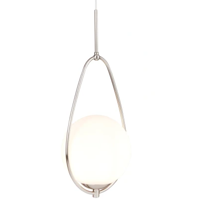 Afbeelding van Searchlight Avalon Hanglamp Ø 23 X 150 Cm Satijn Zilver En Opaal Wit