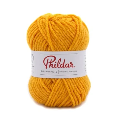 Afbeelding van Phildar Phil Partner 6 wol van 50 g breiwol 25% acryl, wol, 50% polyamide naald nr. kleur: ORGE