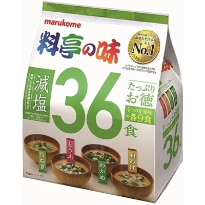 Afbeelding van Yamako Marukome Miso Ryotei no Aji soep 4 smaken, gereduceerd zout, 36 stuks Japanse instant misosoepen (Wakame algen, uien, tofu, achurage), (1 stuk)