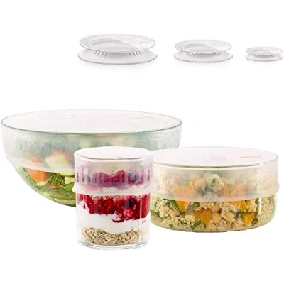 Afbeelding van Lékué Set Van 3 Silicone Vershouddeksels Transparant Ø 11.5, 15 En 20cm