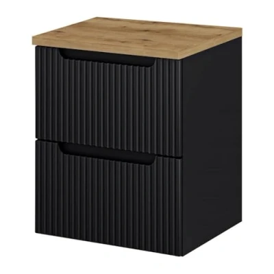Afbeelding van Wastafelonderkast Newport 60x50x40 cm zwart en eikenkleurig [en.casa]