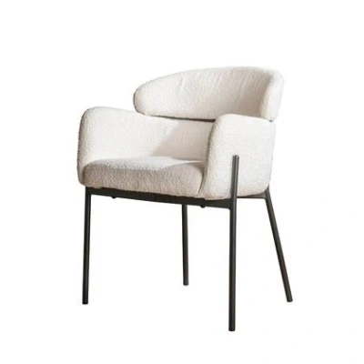 Afbeelding van AnLi Style Armstoel boucle ronde rug wit