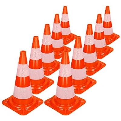 Afbeelding van Set van 10 verkeerskegels waarschuwingskegels 47 cm oranje/wit