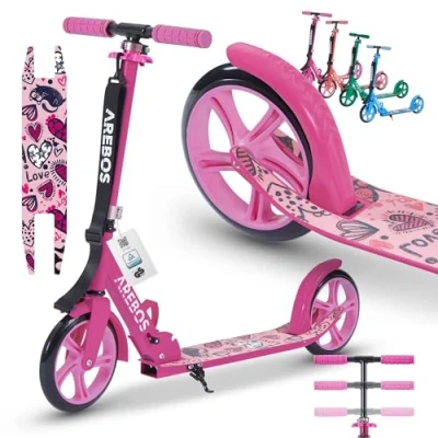 Afbeelding van AREBOS kick scooter stadsstep kinderstep volwassen roze