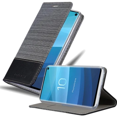Afbeelding van Cadorabo Hoesje geschikt voor Samsung Galaxy S10 5G in GRIJS ZWART Beschermhoes met magnetische sluiting, standfunctie en kaartvakje Book Case Cover Etui