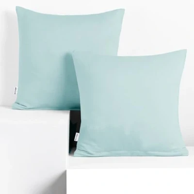 Image de DecoKing Lot de 2 taies d&#039;oreiller 80 x cm en jersey 100% coton peigné avec fermeture éclair Bleu clair ambre