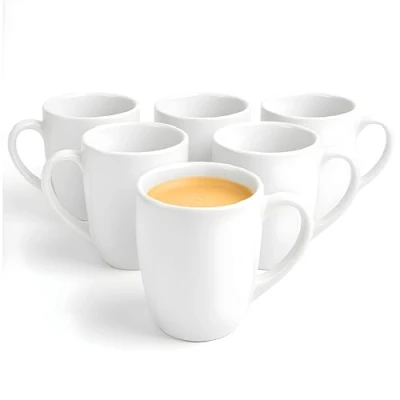 Afbeelding van Glasmark Krosno Koffiekopje Set van 6 Witte Theekopjes Theekop Keramische Drinkbeker 300 ml