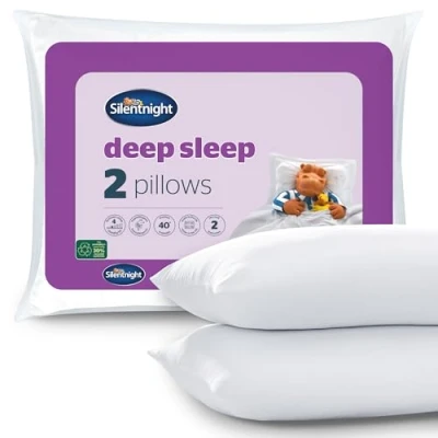 Afbeelding van Silentnight Set van 2 diepe slaapkussens comfortabele medium ondersteuning holle vezels voor , rug en zijslapers, machinewasbaar, hypoallergeen