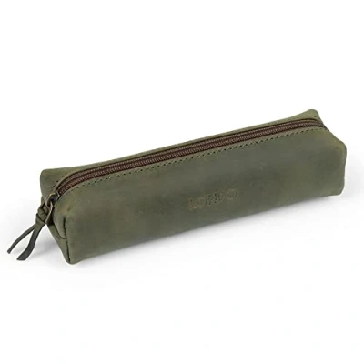 Afbeelding van Londo Pennenetui van echt leer, met ritssluiting, blauw, Olijf, Pen Case