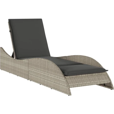 Afbeelding van Ligbed met kussen 60x205x73 cm poly rattan lichtgrijs