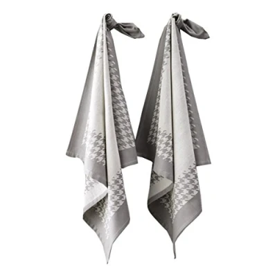 Afbeelding van de Witte Lietaer Theedoek Pied Poule, Grijs 2 stuks 65 x cm Katoen
