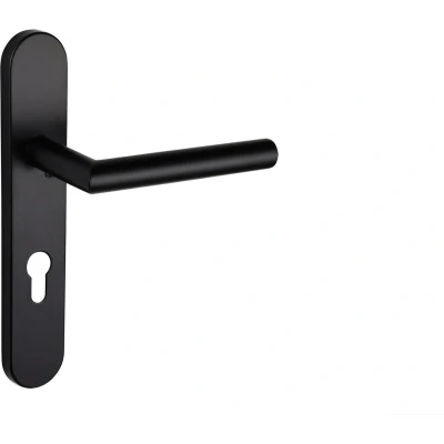 Afbeelding van Lavuzo deurkruk Mantua Zwart met afgerond schild PC72 Per set Deurklink