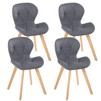 Image de Lot de 4 chaises ROBINE en tissu gris foncé pour salle à manger