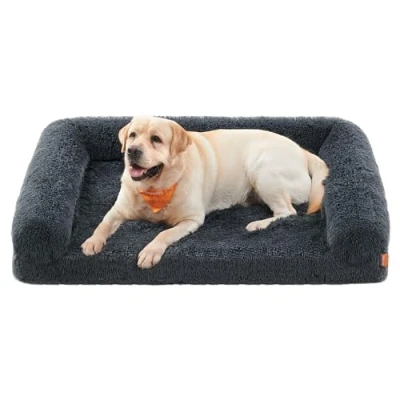 Afbeelding van Feandrea FluffyHug Hondenbed, puppy bank, XXL, voor grote honden, van honingraatschuim, met afneembare wasbare hoes, 122 x 85 24 cm, donkergrijs PGW234G02