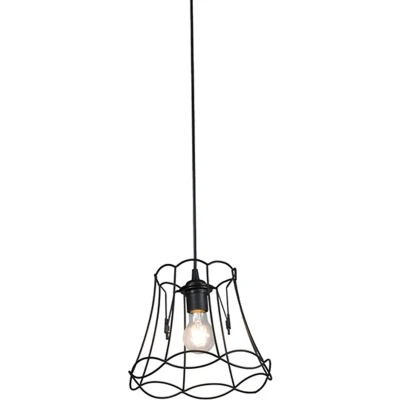 Afbeelding van QAZQA Granny Frame Retro Hanglamp 1 lichts Ø 250 mm Zwart Woonkamer Slaapkamer Keuken