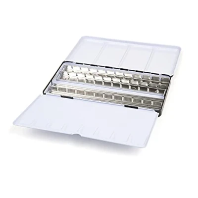Afbeelding van Honsell Aquarel lege metalen doos voor 48 halve of 24 hele kommen met pallet en duimring