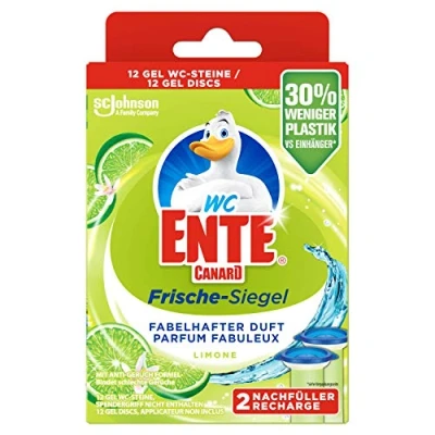Afbeelding van WC Eend Fresh Disc Lemon navulverpakking 2 navullingen met 12 gel blokjes voordeelverpakking