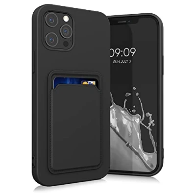 Afbeelding van kwmobile telefoonhoesje geschikt voor Apple iPhone 12 Pro Max Hoesje met pasjeshouder TPU case in zwart