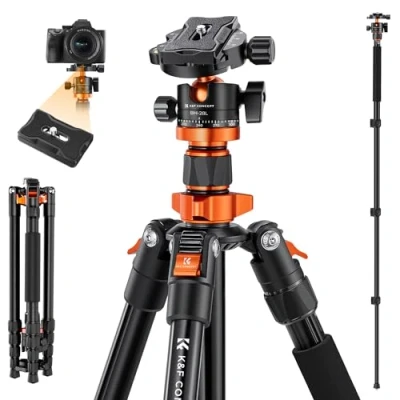 Afbeelding van K&amp;F Concept TM2515M1 Camerastatief 171cm, Compact Aluminium Statief met 360 Balhoofd en Monopod Functie, 1/4 inch Schroefdraad Reisstatief Fotostatief voor Canon Nikon Sony Olympus