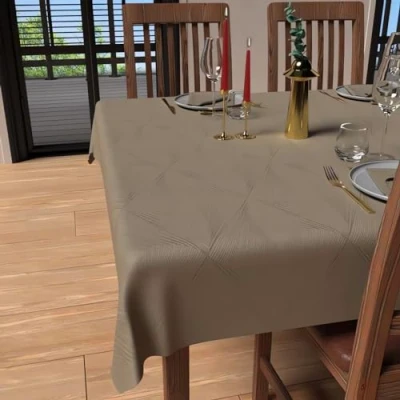 Afbeelding van Soleil d&#039;ocre, Luxury Tafelkleed, vierkant, vuilafstotend, 180 x cm, polyester, champagne