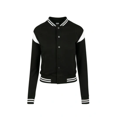 Afbeelding van Urban Classics Ladies Inset College Jacket Sweater met rits, Dames, Maat: XS, Black/white