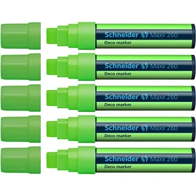 Afbeelding van krijtmarker Schneider Maxx 260 fluorgroen doos met 5 stuks