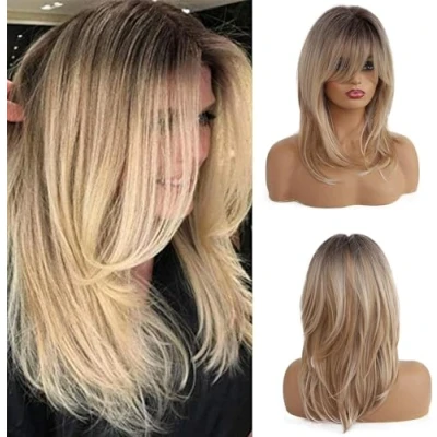 Afbeelding van Esmee 16 Inch Ombre Blonde Pruiken Natuurlijke Hittebestendige Synthetische Pruik Lange Verticale Voor Vrouwen