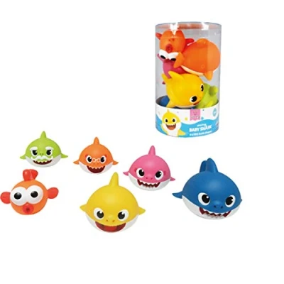 Afbeelding van Baby Shark 6 zachte pvc badeendjes
