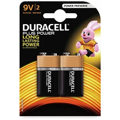 Afbeelding van Duracell MN1604 Plus Power 9V alkaline batterij E Block 6LR61 in een blister van 2