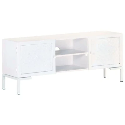 Afbeelding van Tv meubel 115x30x46 cm massief mangohout wit
