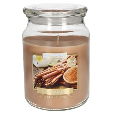 Afbeelding van KOTARBAU® Geurkaars in glas met deksel cadeau idee decoratie aromatherapie kaarsen brandduur tot uren (groot cinnamon)